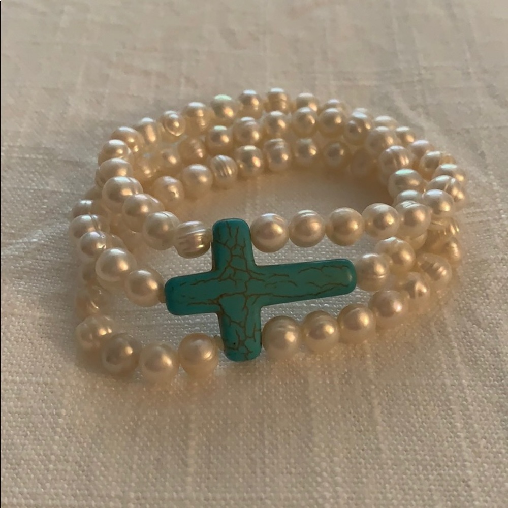Pearl cross bracelet